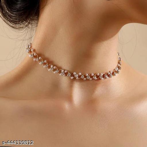 Pearl Choker Fashion Jewelry Women's Retro Pearl Hinged Choker With Rhinestone Chain Simple Luxury Vintage Pearl Choker Necklace - dealduniya
