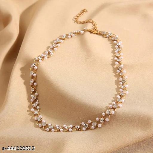Pearl Choker Fashion Jewelry Women's Retro Pearl Hinged Choker With Rhinestone Chain Simple Luxury Vintage Pearl Choker Necklace - dealduniya