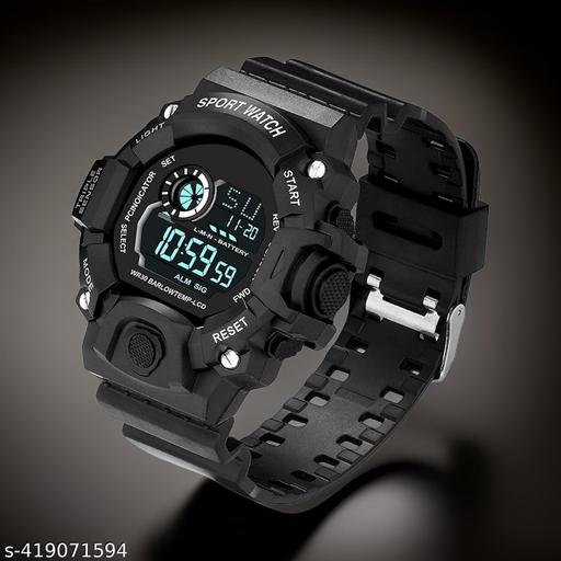 Digital Dial Black Solid Design Strap Multi Functional with Backlight Sports Watch for Men & Boy Digital modal 2024 Digital Watch Shockproof Automatic Waterproof Digital Sports Watch for Men's Kids Watch for Boys Watch for Men Pack of 1 Watch  - dealduniya