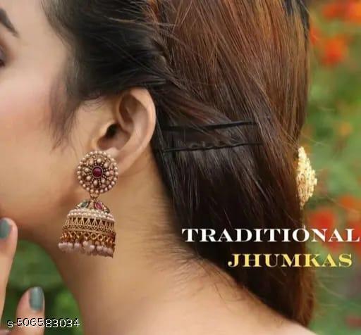 Antique Designer Oxidized Rajwadi Jhumka Earrings for beautiful girls & women - dealduniya