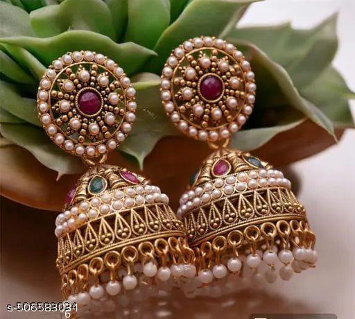 Antique Designer Oxidized Rajwadi Jhumka Earrings for beautiful girls & women - dealduniya