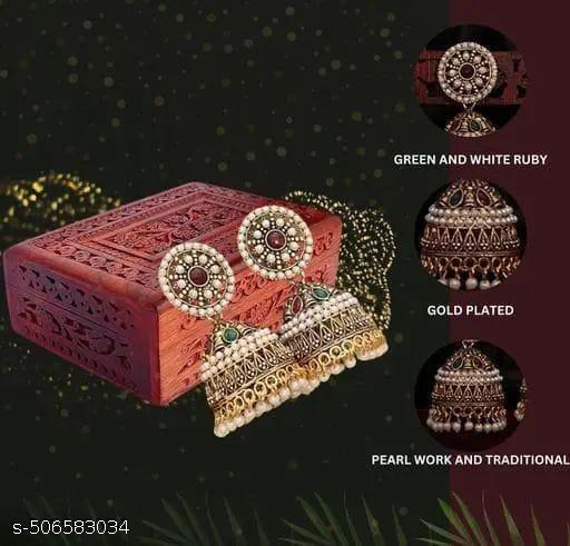 Antique Designer Oxidized Rajwadi Jhumka Earrings for beautiful girls & women - dealduniya