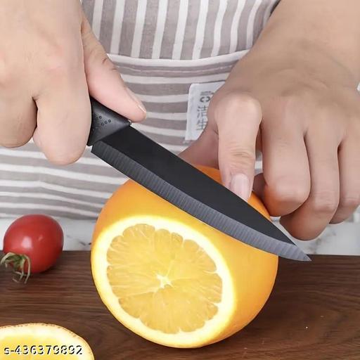 NAND IMPORTER Stainless Steel 3 Pieces Professional Kitchen Knife Set, Meat Knife, Chef's Knife with Non-Slip Handle Sharp Manual Sharpening for Home Kitchen and Restaurant (2) - Black - dealduniya