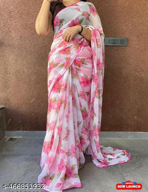 ఫ్లవర్ చిఫాన్ సారీ - Design Fasion Store