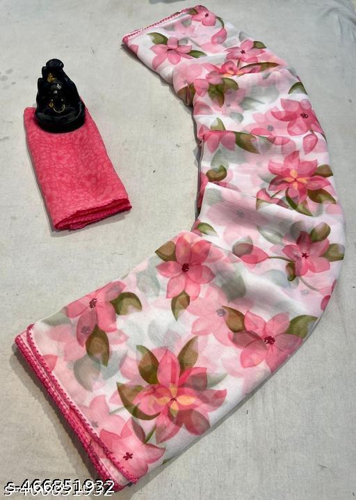 ఫ్లవర్ చిఫాన్ సారీ - Design Fasion Store