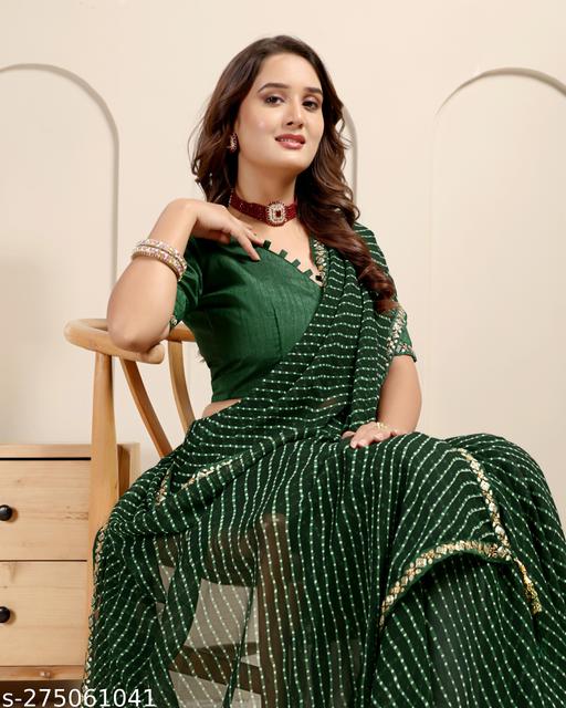 लहरिया बंधनी कढ़ाई वाली लेस के साथ - Design Fasion Store