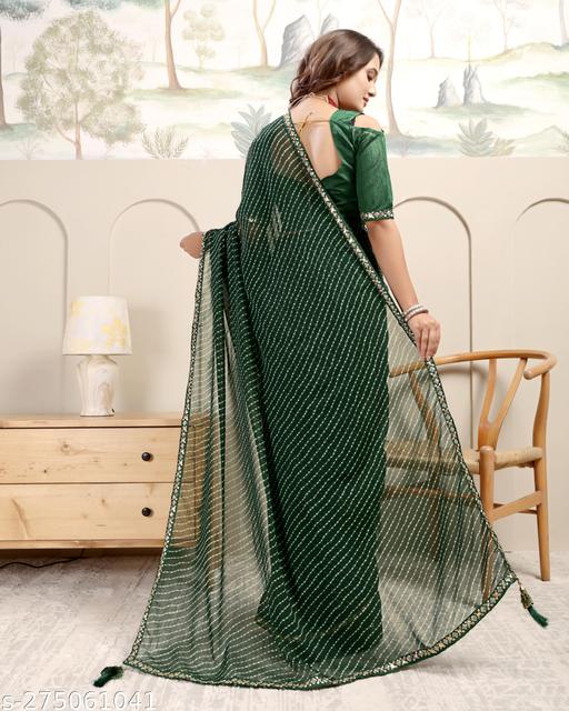 लहरिया बंधनी कढ़ाई वाली लेस के साथ - Design Fasion Store