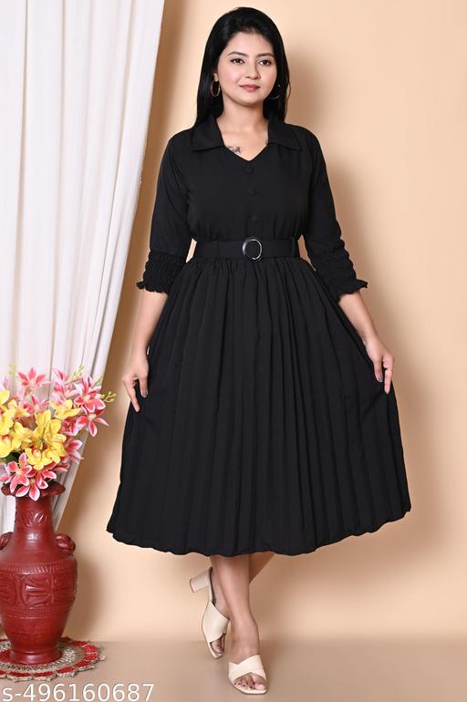 Western Dresses for Women | A-Line Knee-Length Dress | Midi Western Dress for Women - Design Fasion Store