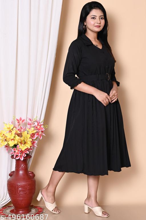 Western Dresses for Women | A-Line Knee-Length Dress | Midi Western Dress for Women - Design Fasion Store
