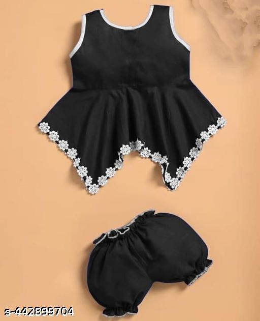 Baby girl deress trending forck | black with white lace, asymmetrical hemline, layered skirt, lace, embroidery, beads, A-line, one-piece, baby frock, ruffles, sleeveless, round, asymmetric, above knee, Girls, partywear, cotton blend, summer - Design Fasion Store
