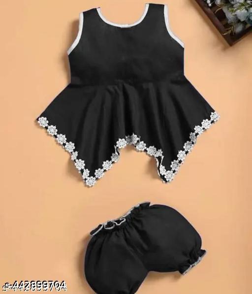 Baby girl deress trending forck | black with white lace, asymmetrical hemline, layered skirt, lace, embroidery, beads, A-line, one-piece, baby frock, ruffles, sleeveless, round, asymmetric, above knee, Girls, partywear, cotton blend, summer - Design Fasion Store