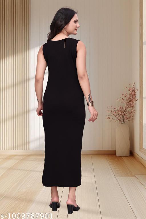 Women's Sleeveless Black Evening Maxi Dress with Metallic Embellishment - Design Fasion Store