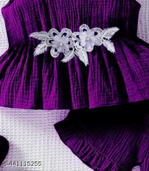 Papa ki pyari drees daddy's girl dress baby girl dress  | purple solid, lace, flowers, relaxed, one-piece, co-ord set, ruffles, sleeveless, round, ruffled, above knee, unlined, Girls, summer, sunglasses - Design Fasion Store