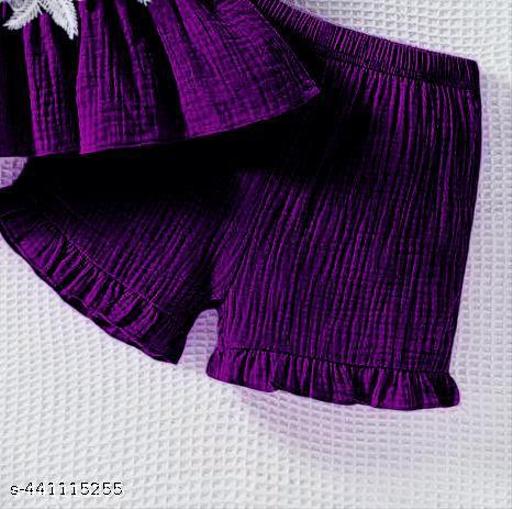 Papa ki pyari drees daddy's girl dress baby girl dress  | purple solid, lace, flowers, relaxed, one-piece, co-ord set, ruffles, sleeveless, round, ruffled, above knee, unlined, Girls, summer, sunglasses - Design Fasion Store