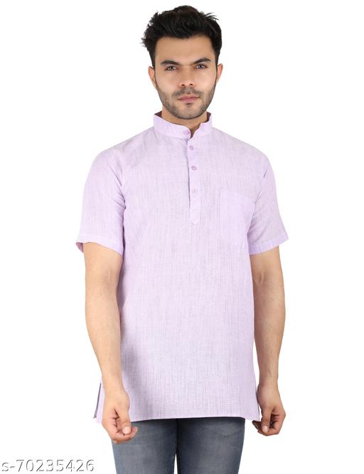 Latest Plus Apparel Men's Casual Cotton Blend Check half sleeve short kurta For Men.    - Design Fasion Store