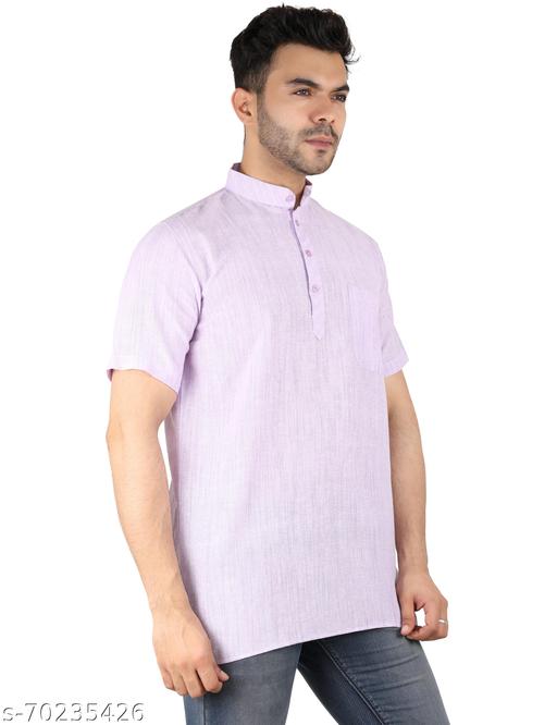 Latest Plus Apparel Men's Casual Cotton Blend Check half sleeve short kurta For Men.    - Design Fasion Store