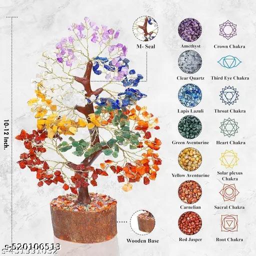Crystal tree for positive energy - seven chakra tree - 7 chakra tree, money tree, feng shui decor, chakra stones, crystals and healing stones, premium meditation accessories | Seven chakra tree for reiki healing and vastu home decor 7 chakras crystal gemstone | - Design Fasion Store