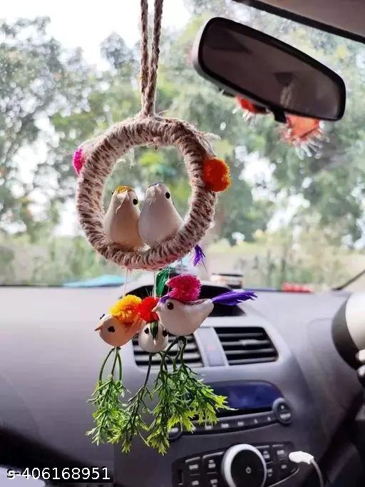 ANOTRO Artificial Hanging Birds with Hanging Nest Showpiece With Birds for Home/Office/Kitchen Wall Décor Decorative Hanging Nest With Birds (Set Of 2) - Design Fasion Store