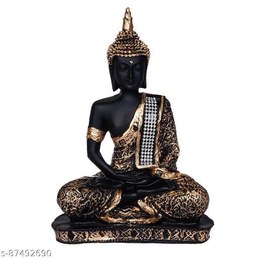 Premium Black & Gold Buddha Statue for Home Decor | Meditating Buddha Idol | Decorative Showpiece for Living Room, Office, Temple, Meditation Room, Gift Item - Design Fasion Store