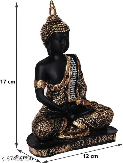 Premium Black & Gold Buddha Statue for Home Decor | Meditating Buddha Idol | Decorative Showpiece for Living Room, Office, Temple, Meditation Room, Gift Item - Design Fasion Store