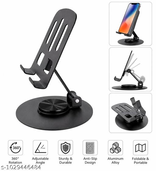 Trek M3 360° Rotatable & Foldable Mobile Phone Stand – Metallic, Adjustable Height & Angle, Universal Holder for Smartphones & Tablets (Grey) 62% off - Design Fasion Store