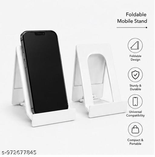 Pack of 2 Pcs Foldable Mobile Stand for Phone & Tablet | Adjustable Desk Holder White Combo - Design Fasion Store