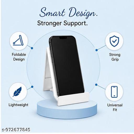 Pack of 2 Pcs Foldable Mobile Stand for Phone & Tablet | Adjustable Desk Holder White Combo - Design Fasion Store
