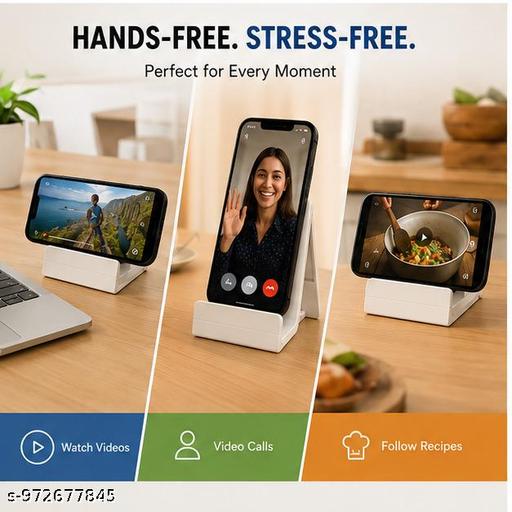 Pack of 2 Pcs Foldable Mobile Stand for Phone & Tablet | Adjustable Desk Holder White Combo - Design Fasion Store