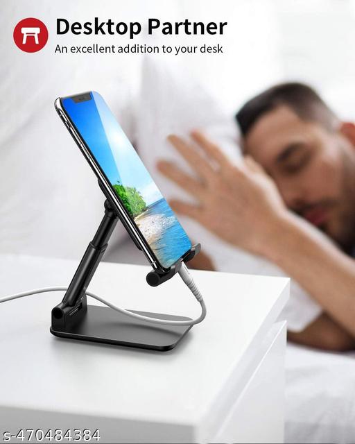 Mobile Phone Holder, Adjustable, Foldable, Anti-Skid, Wide Compatibility (Black) Tabletop - Design Fasion Store