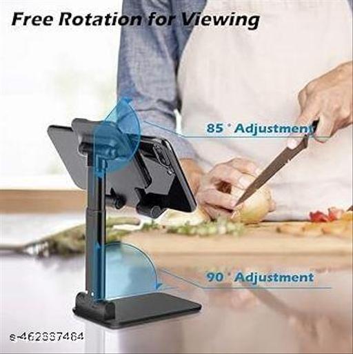 Adjustable Cell Phone Stand, Foldable Portable Phone Stand Phone Holder for Desk, Desktop Tablet Stand Compatible with Mobile Phone/iPad/Tablet (Black) - Design Fasion Store