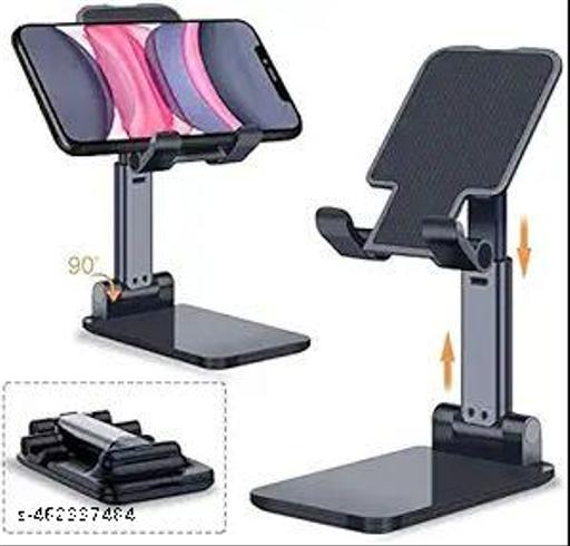 Adjustable Cell Phone Stand, Foldable Portable Phone Stand Phone Holder for Desk, Desktop Tablet Stand Compatible with Mobile Phone/iPad/Tablet (Black) - Design Fasion Store