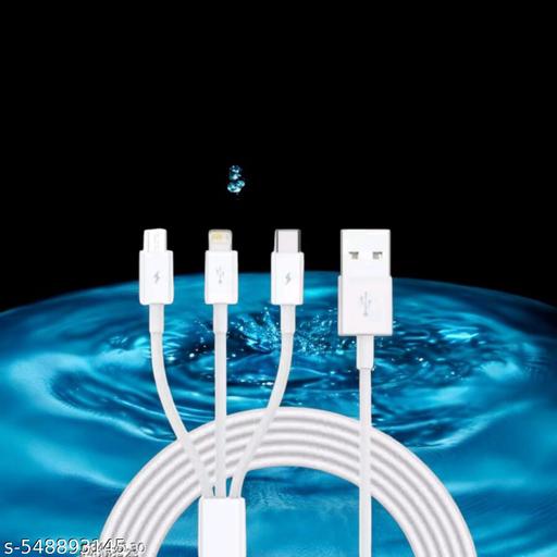 Multi Pin Mobile Data Cable, Latest 3 in 1 Cable Fast,Rapid, Super Charging Cable for Micro USB, i Phone & Type C Devices(1 Pack Of Data Cable ) - Design Fasion Store