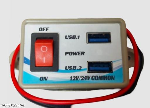 Mini USB Fast Charger (OUTPUT-5V/2A) for CAR and Bike USE for Mobile Charger with Twin USB Socket (12/24V Mini USB) (Pack of 1) - Design Fasion Store