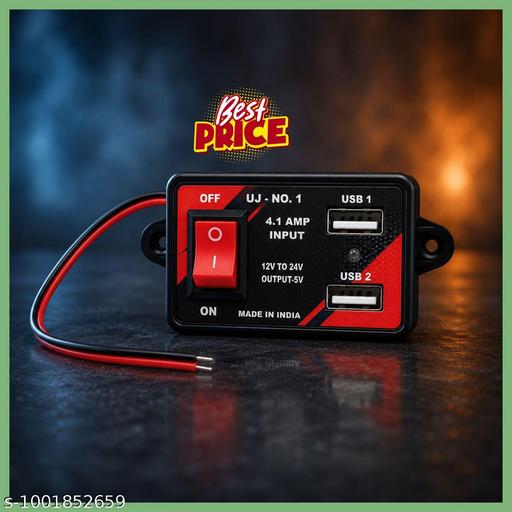 Dual USB Charger Socket for Car 12V 24V Universal 4.1A Fast Charging with LED Light & ON/OFF Switch - Design Fasion Store