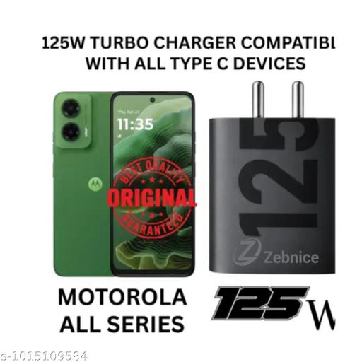 125 watt turbo super fast charger type c with data cable 1 year warranty - Design Fasion Store