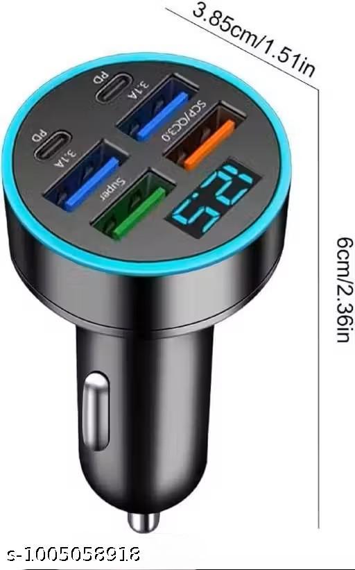 Car USB 6 in 1 Super fast 30 minute Car Charger for I Phone, Ipad, Samsung, Super Fast Charging Multi charge 3X Times Faster, 6-in-1 Multi-Port, - Design Fasion Store