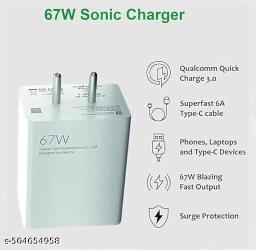 67W Ultra Fast Type-C Charger Adapter Like Mobile Charger | Qualcomm QC 3.0 Quick Charger with 1 Meter Type C... - Design Fasion Store