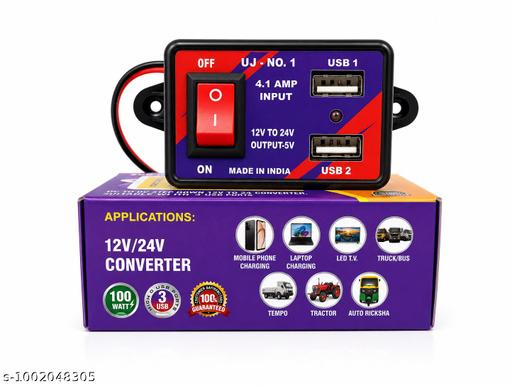 12V 24V Vehicle USB Charger Dual Port 4.1A Fast Charging Socket with Rocker Switch for Car, Bike, Truck & Bus - Design Fasion Store