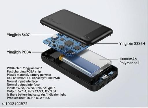 CLIPNGO 10000 mAh Compact Powerbank with Charging Cable & LED Indicator - Design Fasion Store