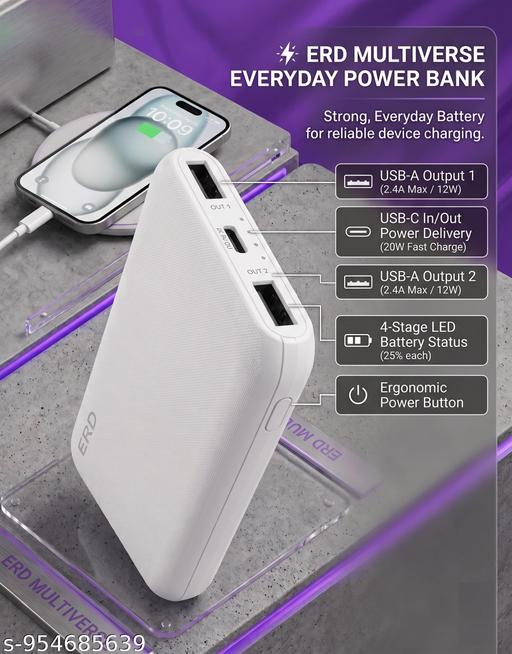 Multiverse 10000mAh Slim Pocket Size Travel Power Bank Lithium Polymer Portable Mobile Charger - Design Fasion Store