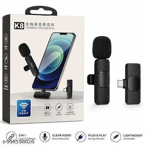 K8 Wireless Microphone with Type-C Receiver Reduction Lavalier Mic...dd - Design Fasion Store