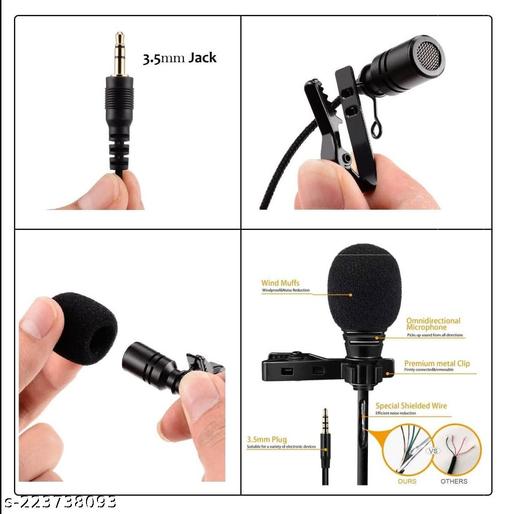 3.5mm Clip Microphone for YouTube | Collar Mike for Voice Recording | Lapel Mic Mobile, PC, Laptop, Android Smartphones, Camera Microphone (Black) - Design Fasion Store