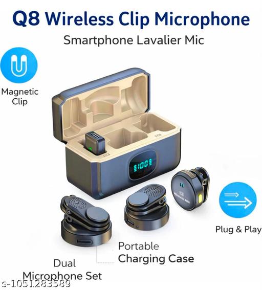 Wireless  Microphone Dual Mic Set | Magnetic Clip Collar Mic with Charging Case for Smartphone, YouTube, Vlogging & Reels - Design Fasion Store