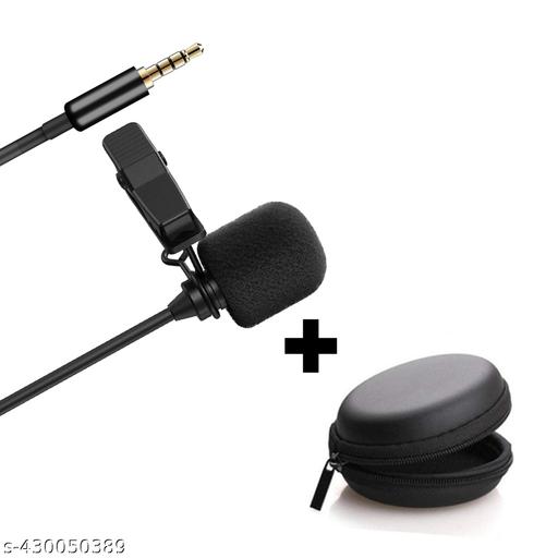 3.5mm Clip Microphone With Round Pouch for Voice Video Recording | Lapel Mic Mobile, PC, Laptop, Android Smartphones, Camera Microphone (Black) - Design Fasion Store
