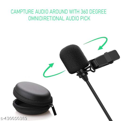 3.5mm Clip Microphone With Round Pouch for Voice Video Recording | Lapel Mic Mobile, PC, Laptop, Android Smartphones, Camera Microphone (Black) - Design Fasion Store
