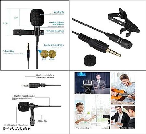 3.5mm Clip Microphone With Round Pouch for Voice Video Recording | Lapel Mic Mobile, PC, Laptop, Android Smartphones, Camera Microphone (Black) - Design Fasion Store