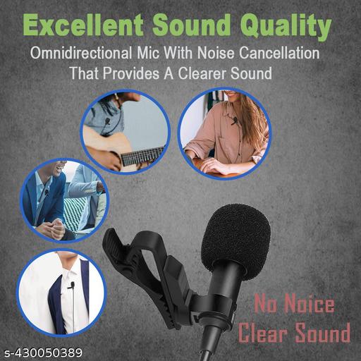 3.5mm Clip Microphone With Round Pouch for Voice Video Recording | Lapel Mic Mobile, PC, Laptop, Android Smartphones, Camera Microphone (Black) - Design Fasion Store