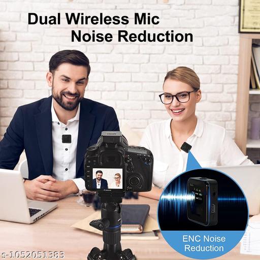 SX9 Wireless Microphone for PC/, All Smartphones & Camera Collar mic (2 Microphones 1 Receiver) Ultra-Long Life 360 °  Reduction HD Radio Double vlog/Live/Video Recording - Design Fasion Store