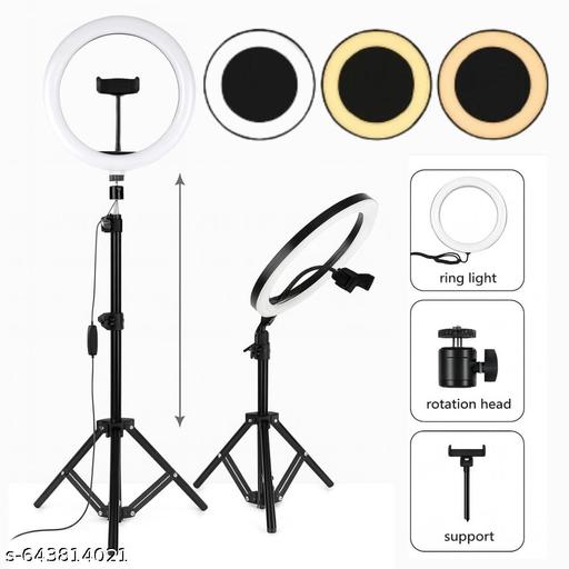 LED Ring Light with Adjustable Tripod Stand, 3 Lighting Modes for Makeup, TikTok, Reels, Video Shooting & Live Streaming | Foldable & Portable – Black - Design Fasion Store