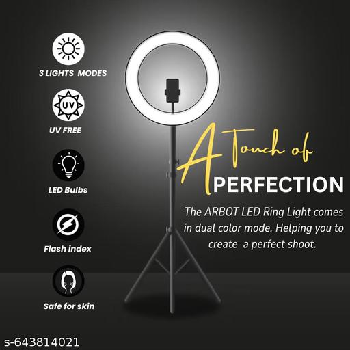 LED Ring Light with Adjustable Tripod Stand, 3 Lighting Modes for Makeup, TikTok, Reels, Video Shooting & Live Streaming | Foldable & Portable – Black - Design Fasion Store